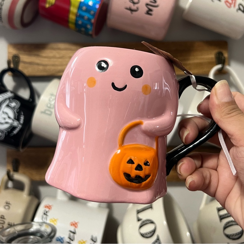 🎃Halloween Pink Ghost Pumpkin Coffee Cup🎃
